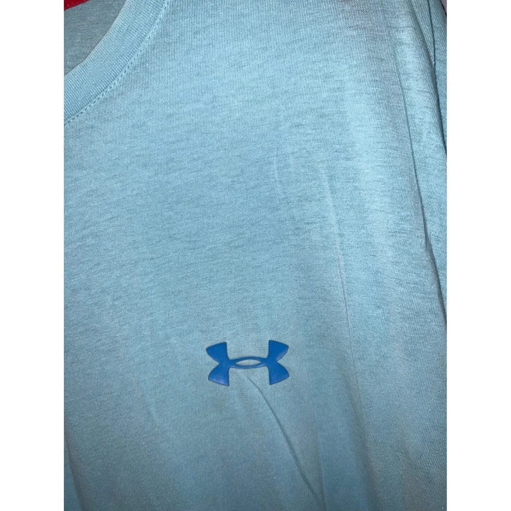 Under Armour Mens Charged Cotton HeatGear T-Shirt Light Blue Large Loose Fit